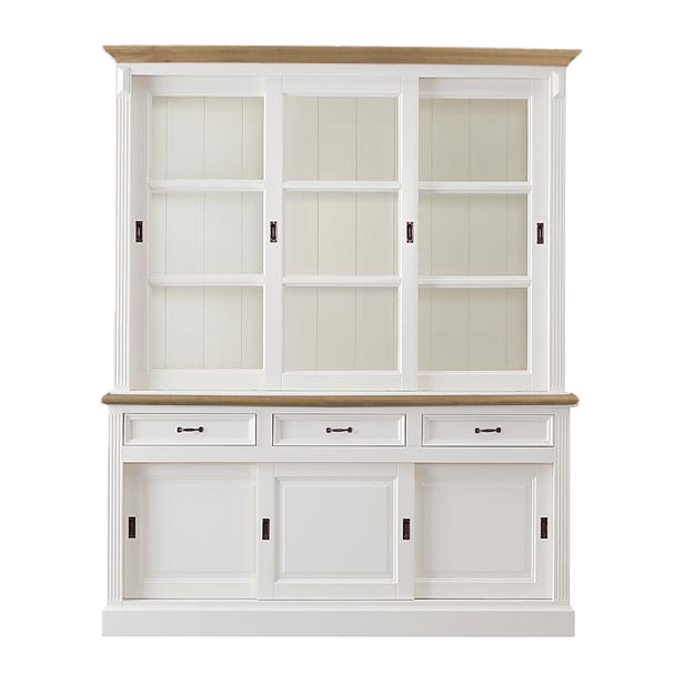 Vitrinen Schrank Vincenza Eiche/weiß 180cm Landhaus