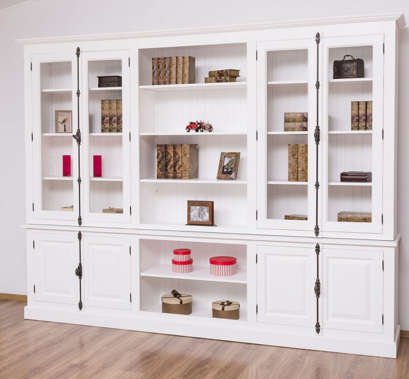 Landhaus Glasvitrine 300 cm Vitrinen Schrank Massivholz