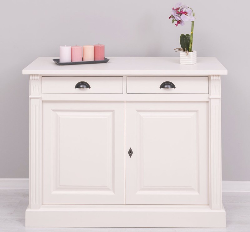 Landhaus Kommode mit 2 Schubladen und 2 Türen - Massiv