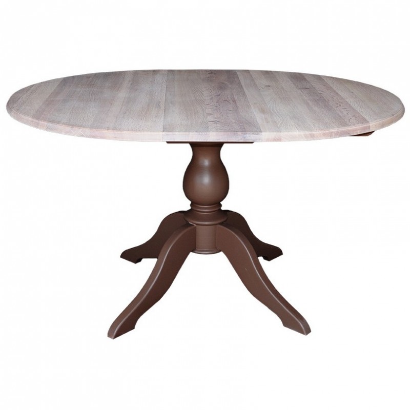 Runder Tisch erweiterbar 120 cm x 120 cm + Verlängerung 40 cm - Eichenplatte