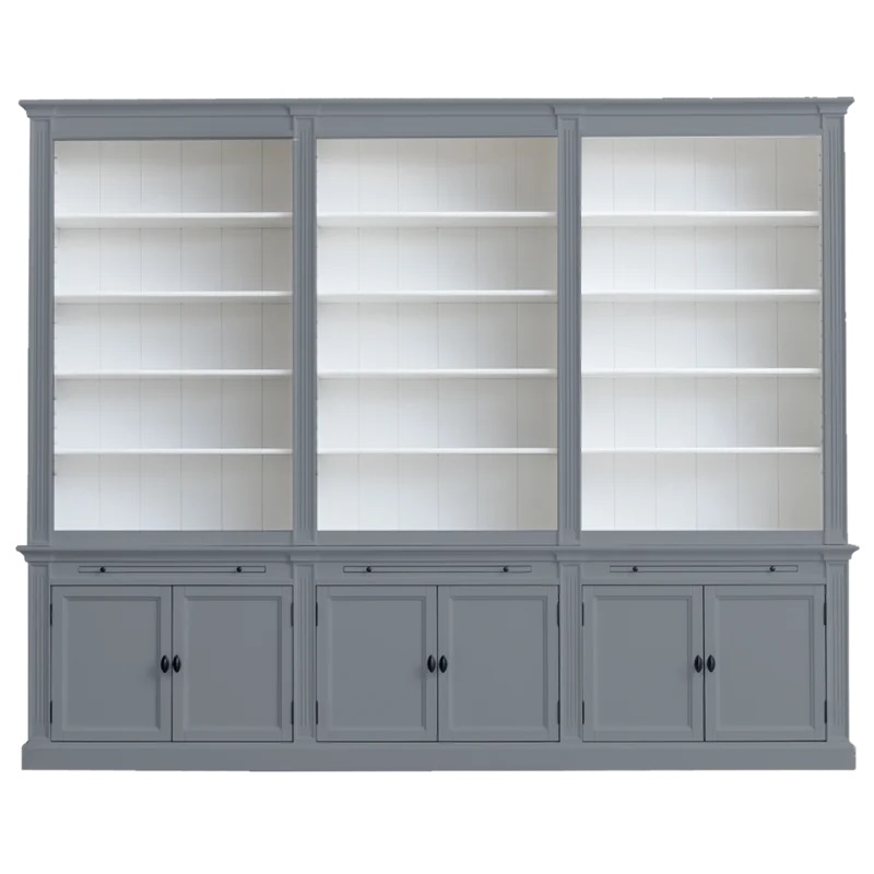 Bücherschrank London 300cm - 2-teiliges Bücherregal im Landhausstil mit 6 Türen