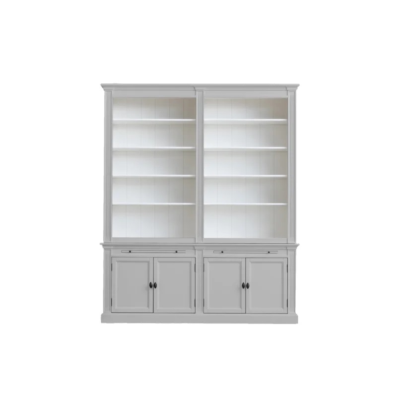 Bücherschrank London 200cm - 2-teiliges Bücherregal im Landhausstil mit 4 Türen