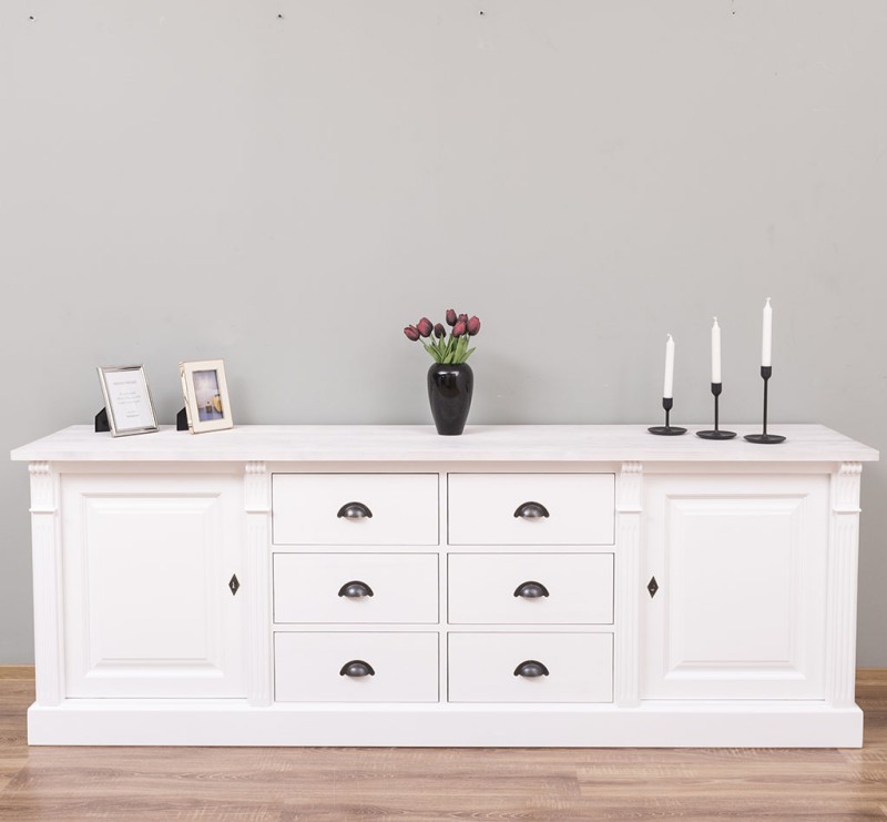Massive Anrichte mit 6 Schubladen und 2 Türen -Sideboard im Landhaus Stil