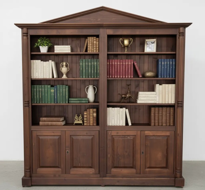 Bücherregal mit 4 Türen und offenem Fach