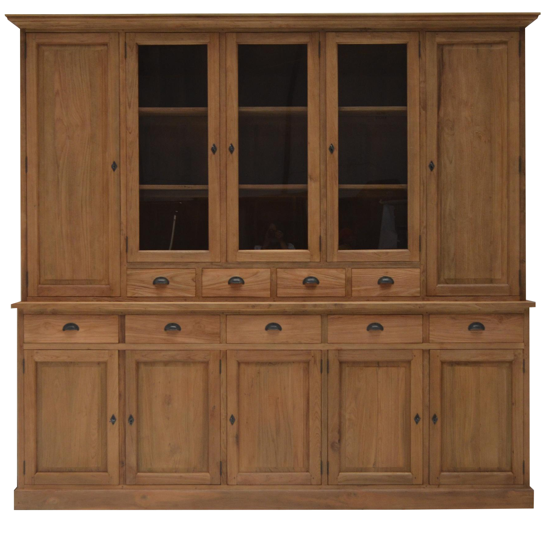 Vitrinen Schrank Teak 2-teilig -  Teakholz massiv 260cm
