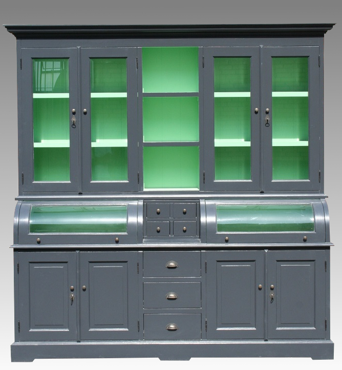 Buffet Schrank Berlin 200cm - anthrazit/grün -  Landhaus Möbel