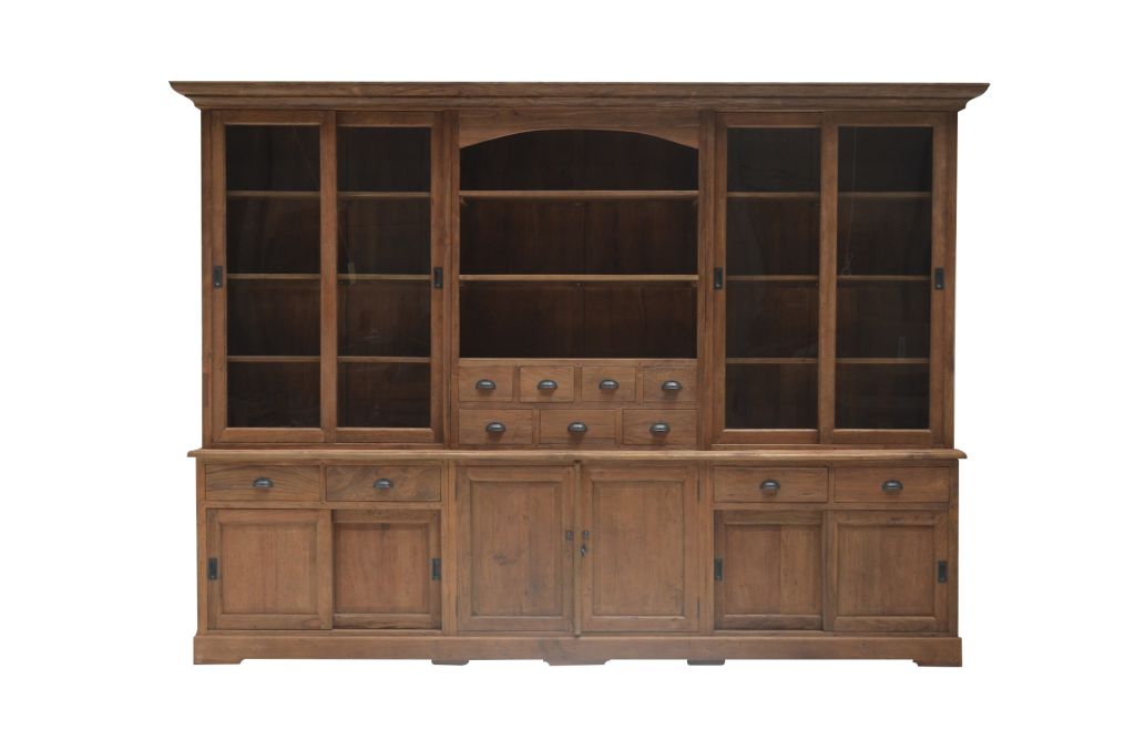 Buffet Schrank NINA Teak Massiv - Ladenschrank 300 cm mehrteilig