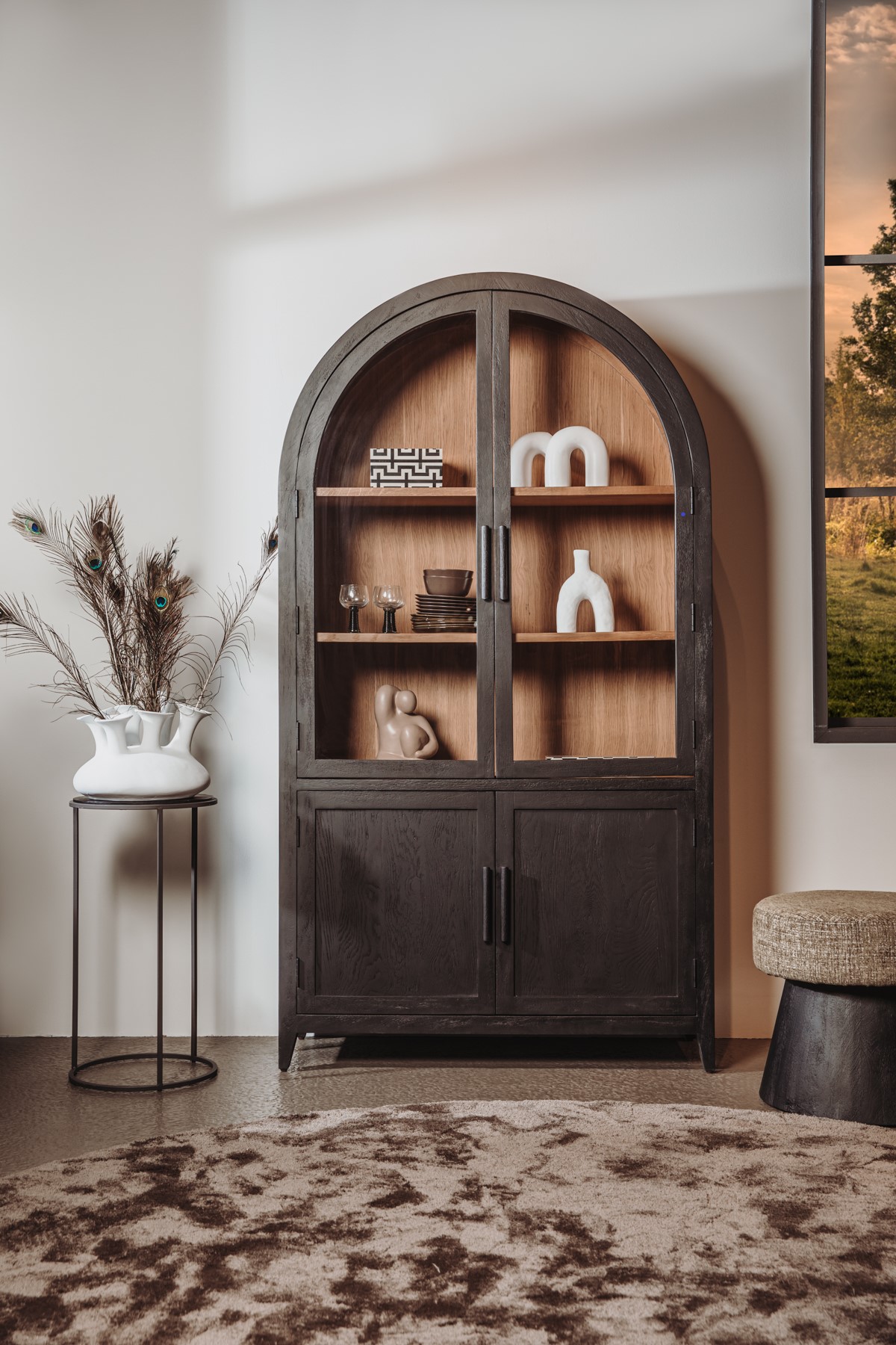 Rotondi Vitrinenschrank  120 cm aus Mango Holz