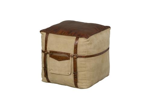 Renew Vintage Sitzhocker aus Leder / Puff  45 cm