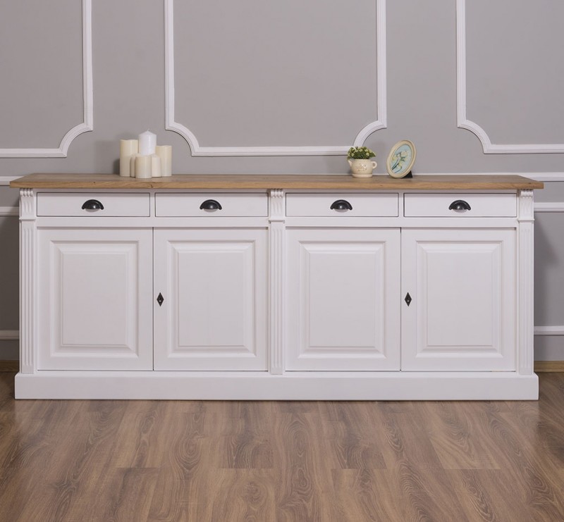 Sideboard 219 cm im Landhaus Stil mit Eichenplatte