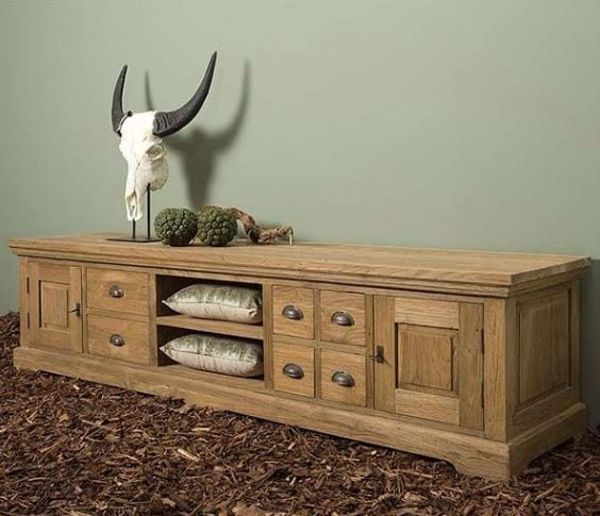 Bologna TV-Schrank 220 cm  Lowboard Teakholz Landhaustil