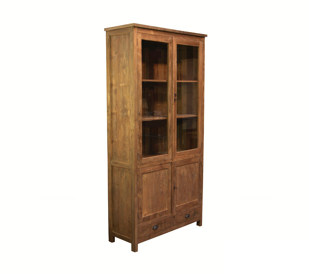Cipo Vitrinen Schrank 110 cm 2-türig Teak