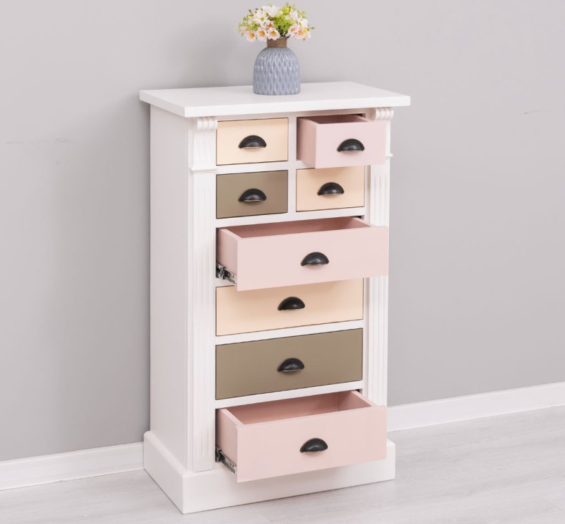 Kommode Landhaus  mit 8 Schubladen Anrichte bunt