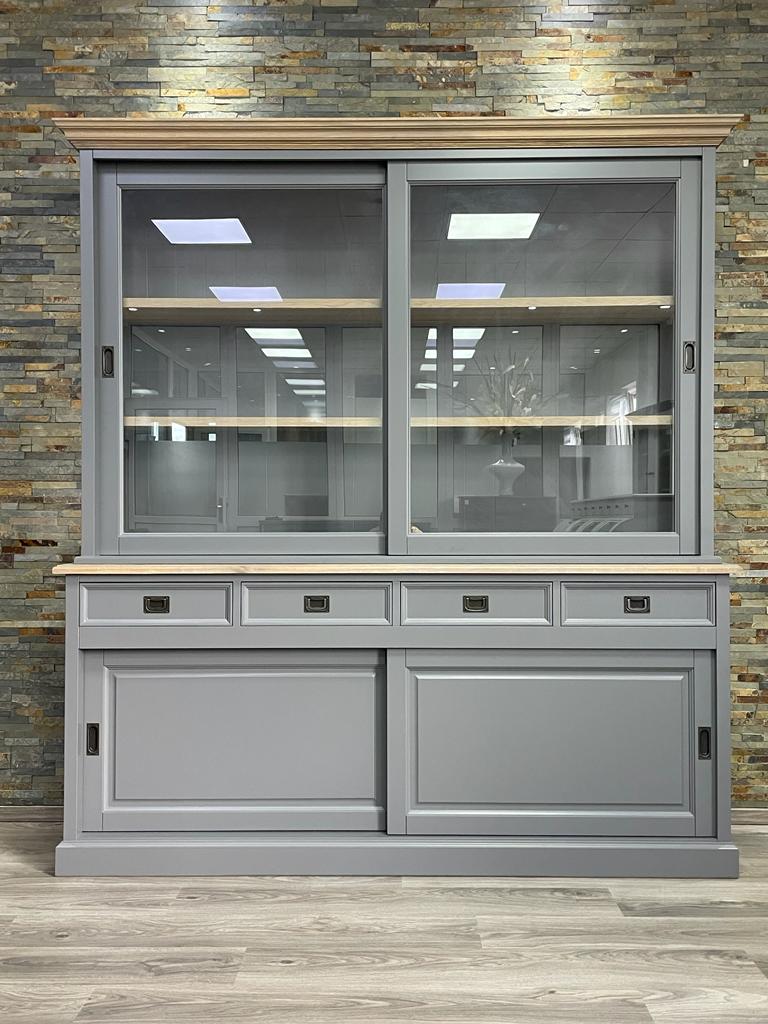 Vitrinen Schrank Neuss grau/eiche ab 120cm - Buffetschrank Größen & Varianten wählbar