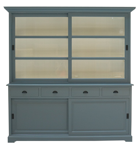 Vitrinen Schrank Kaarst 2 mit Schiebetüren grau-weiß 200cm