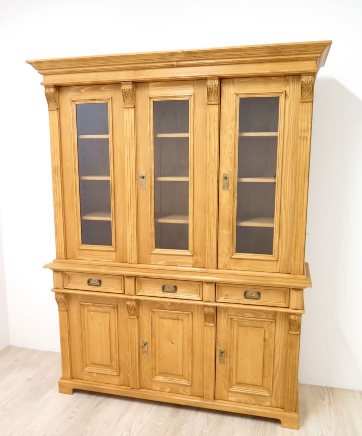 Premium Buffetschrank Massivholz – Landhausstil, gewachst, 2-teilig, Handarbeit