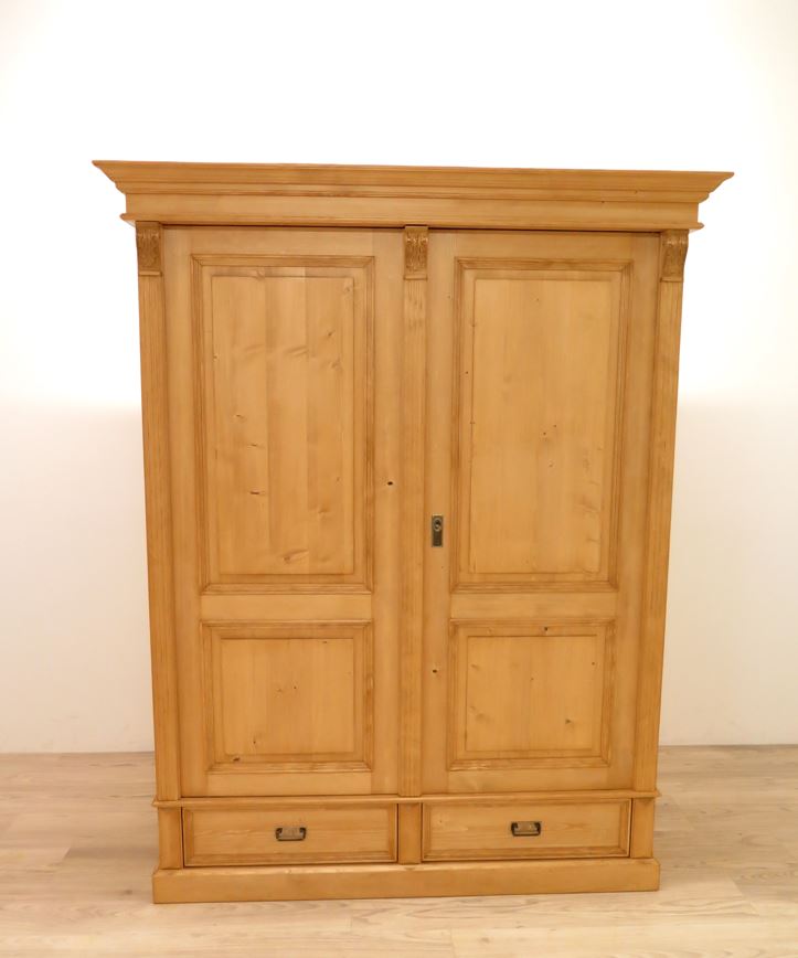 Premium 2-türiger Kleiderschrank gewachst– Weichholz, Landhausstil