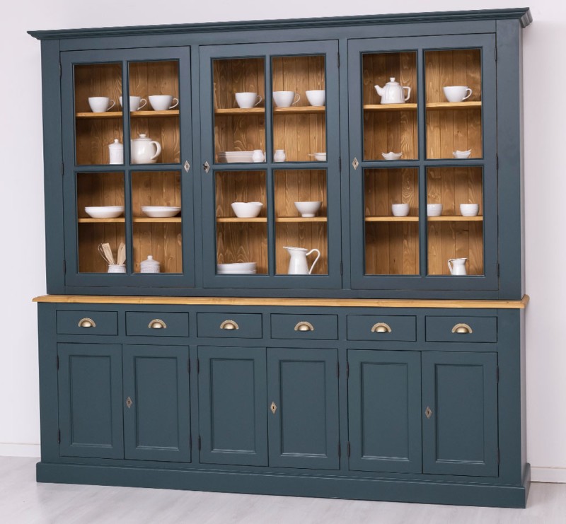 Vitrinen Schrank aus Massivholz Küchenschrank 245 cm