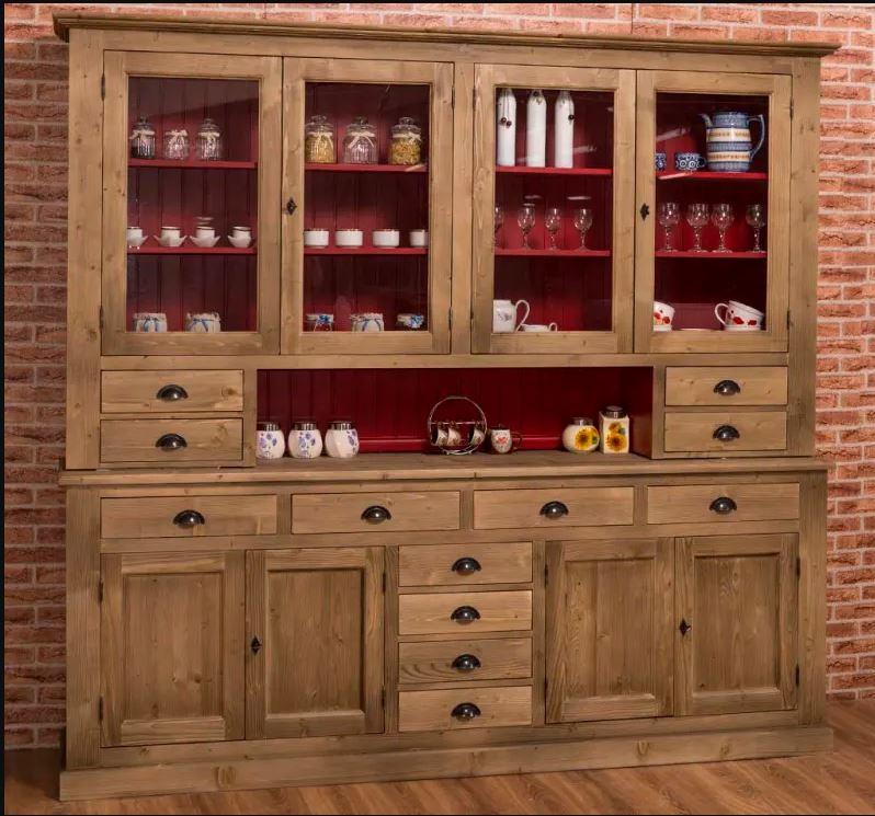 Landhaus Küchenschrank im Landhausstil aus Massivholz Küchen Schrank 245 cm