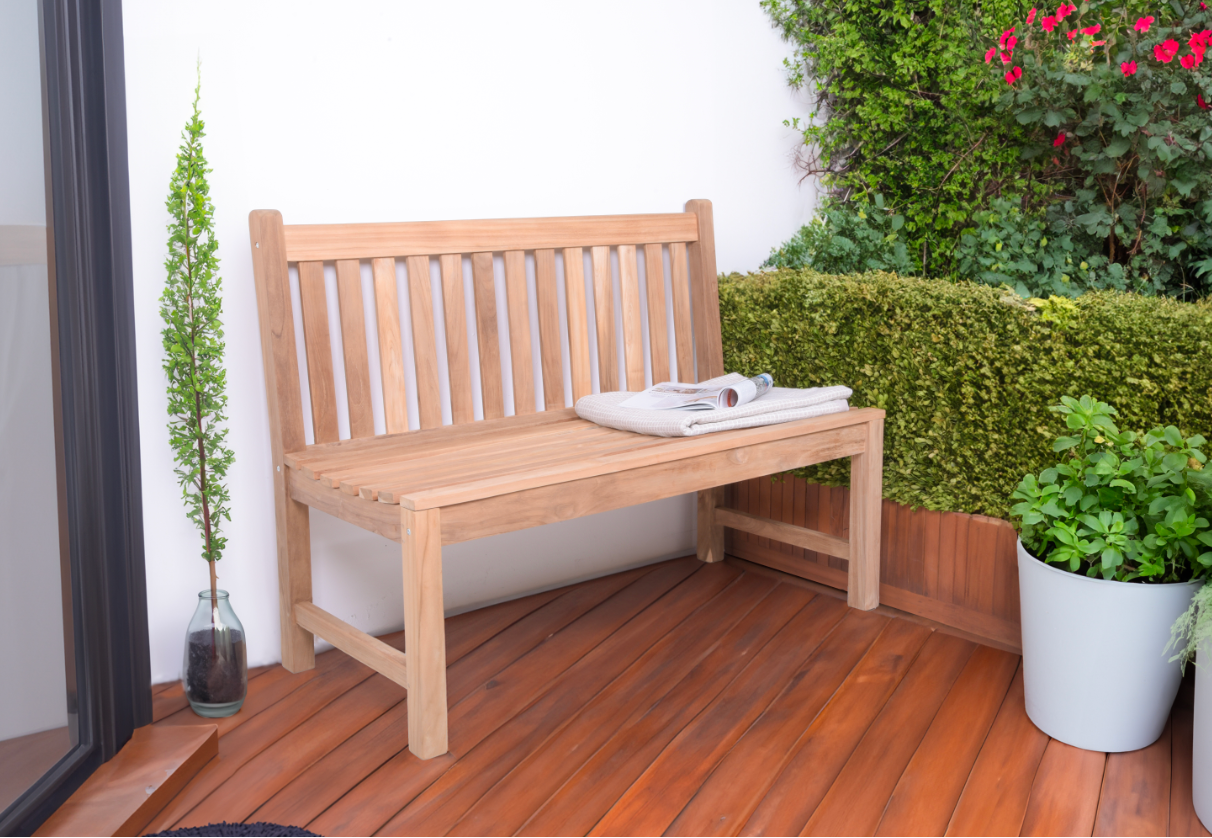 Gartenbank SOMMER 2-Sitzer ohne Arm Teakholz massiv - Gartenmöbel Teak Bank