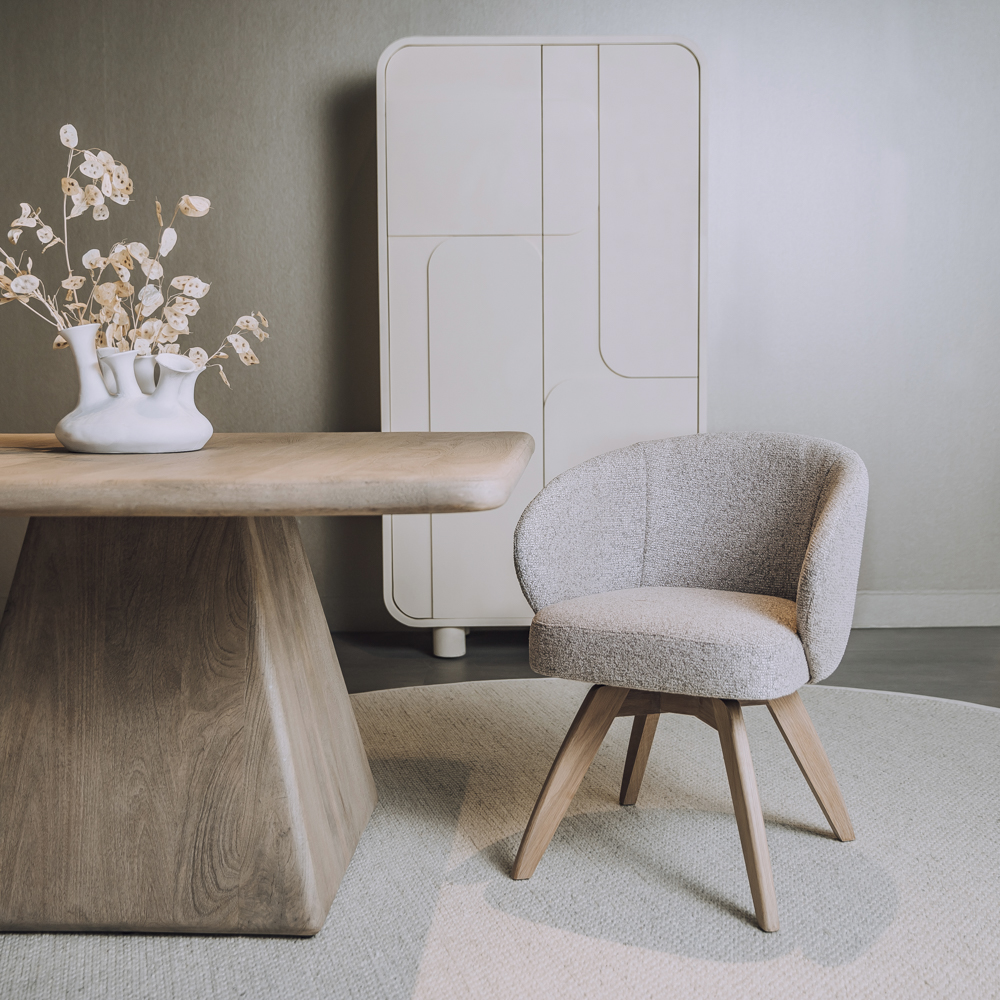 Esszimmerstuhl Brescia drehbar mit Holzbeinen Eiche  natur