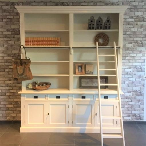 Bücherwand Regal Oxford 200 cm - weiß  - Landhausmöbel Bücherregal