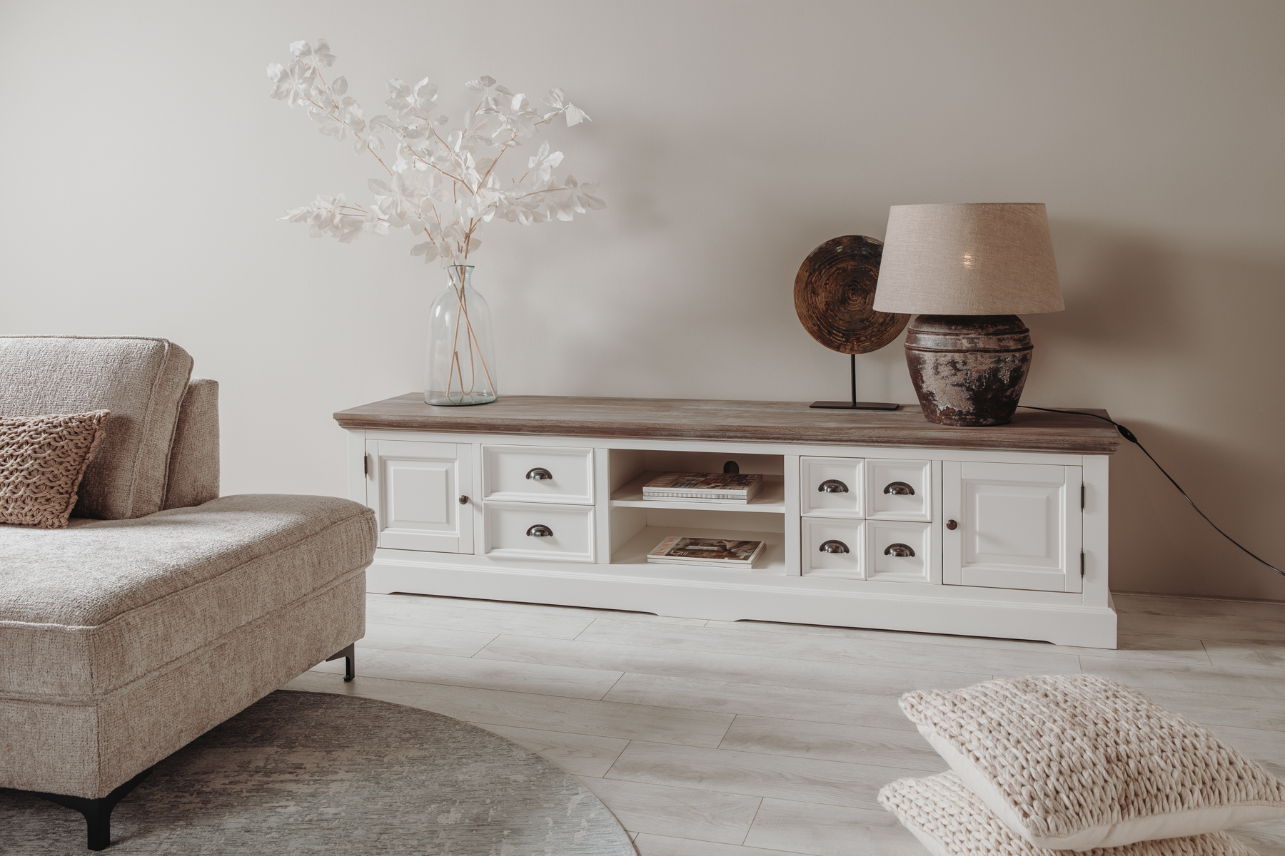 TV Kommode FLEUR - Landhaus TV-Schrank 220 cm