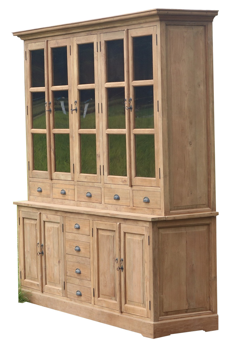 Vitrinen Schrank Henry Teak 200 cm