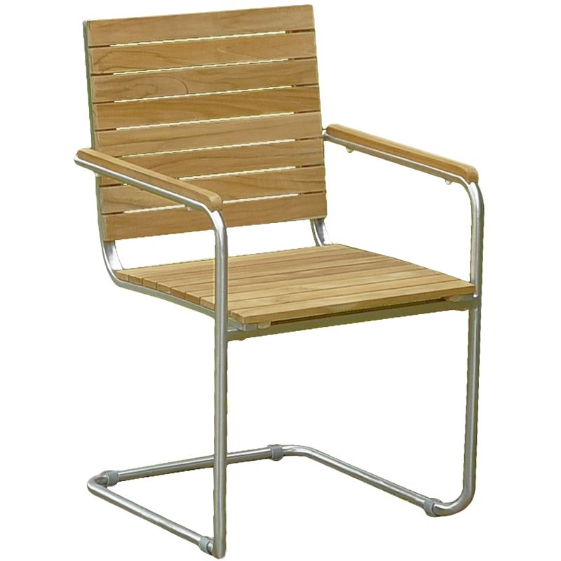 Freischwinger DENVER Edelstahl 304 gebürstet / Teak FSC, Garten, Balkon Terrasse