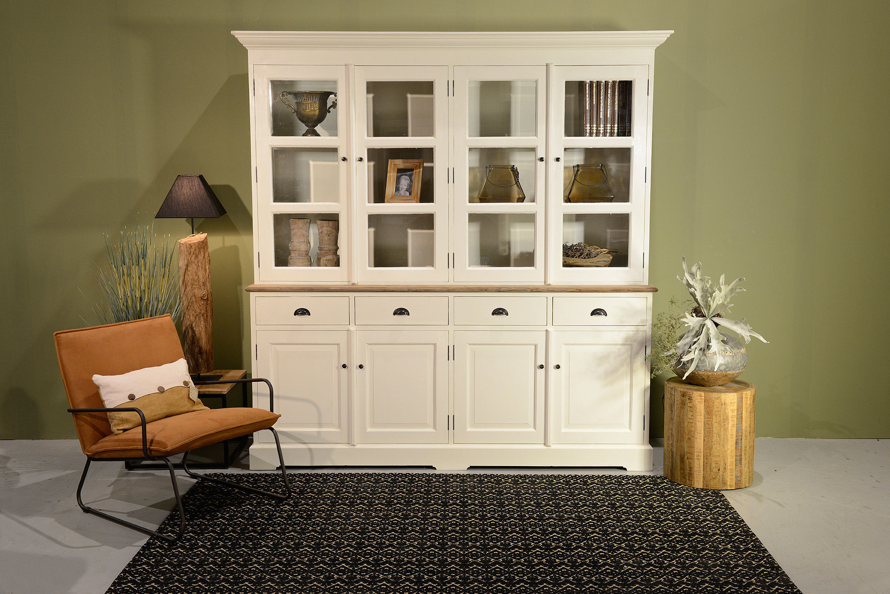 Vitrinen Schrank London weiß/eiche in 200cm