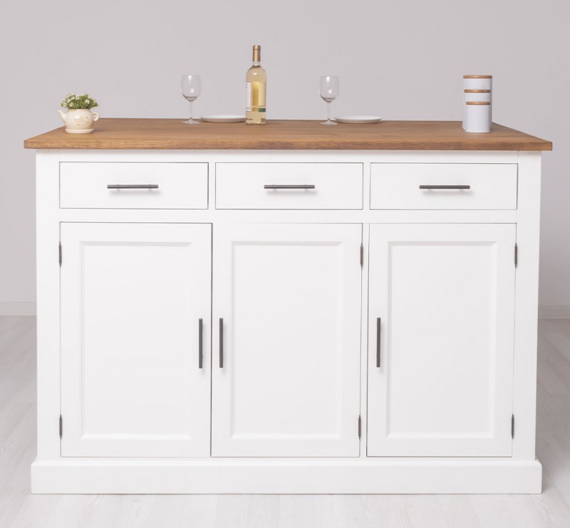 Kücheninsel mit Eichenplatte aus 100% Massivholz - Hochwertige Küchenschränke