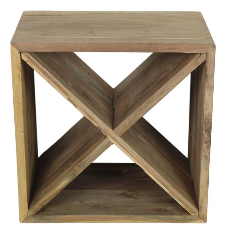 Weinregal Kubus - Natur aus recyceltem Teakholz