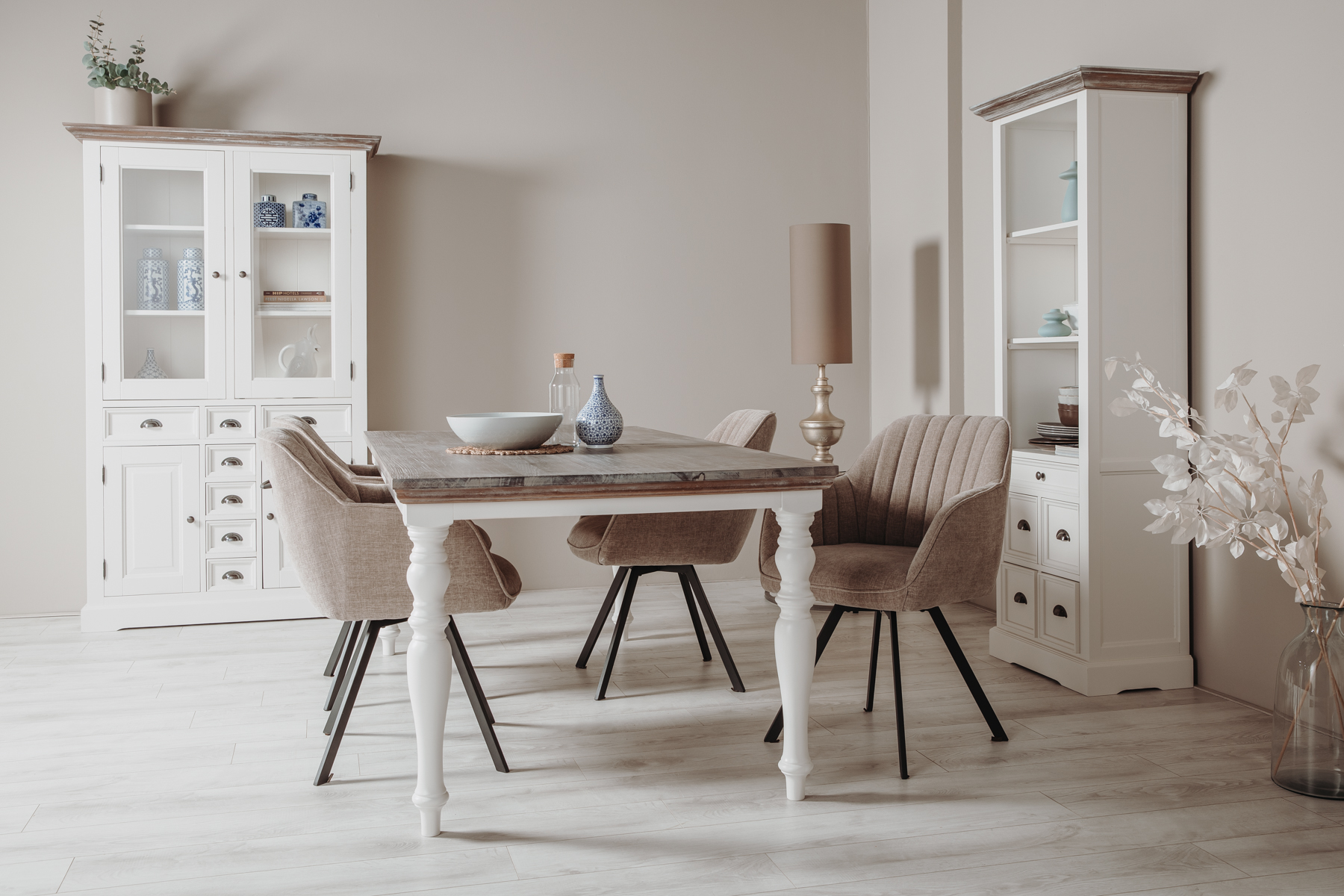 Fleur Landhaus Vitrinen Schrank 115 cm