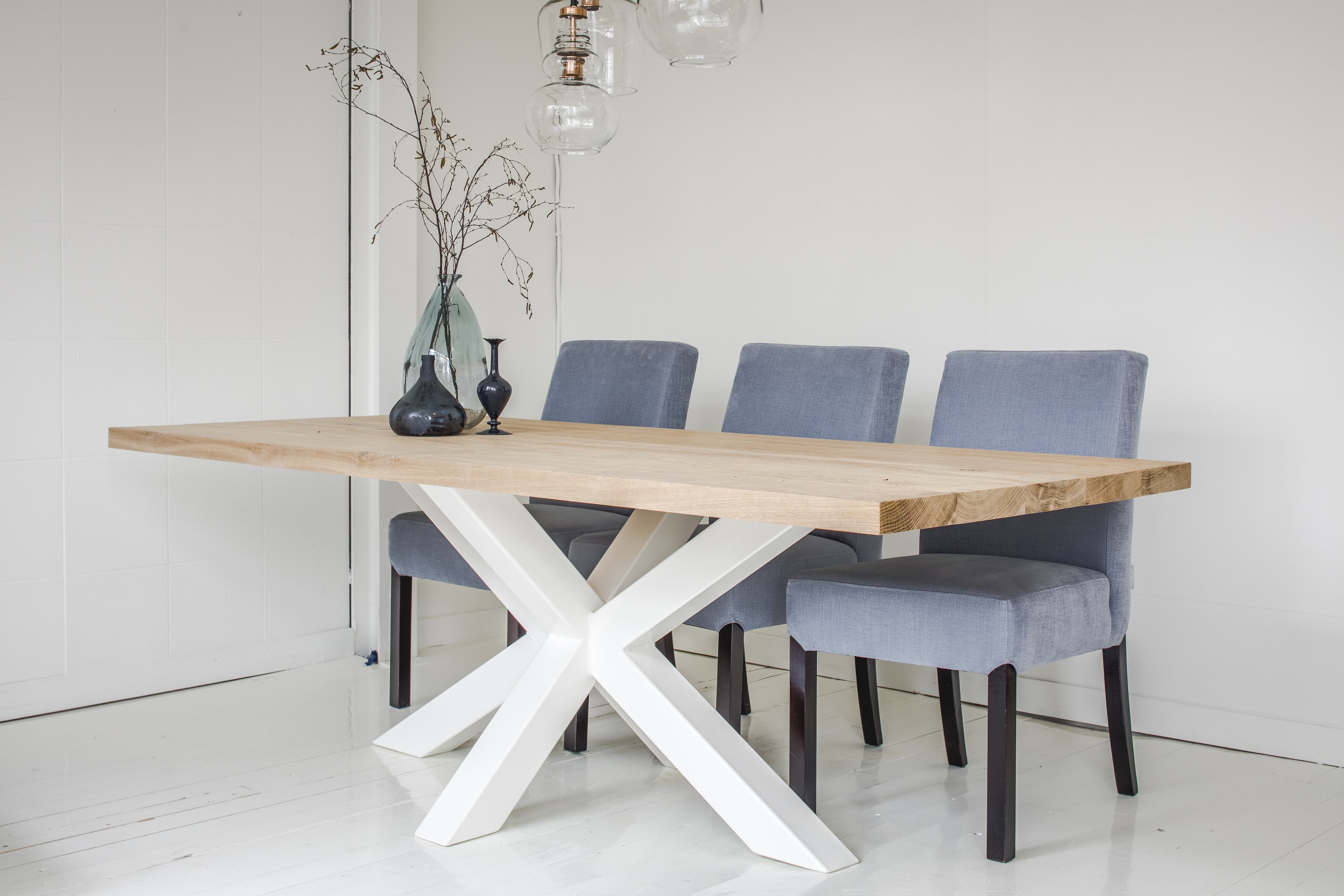 Esstisch Düsseldorf -  Eiche Massiv 40mm schliffen/geölt mit Gestell - verschiedene Größen!