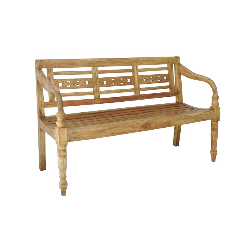 Gartenbank 3-Sitz Mahagoni, natur-antik lackiert