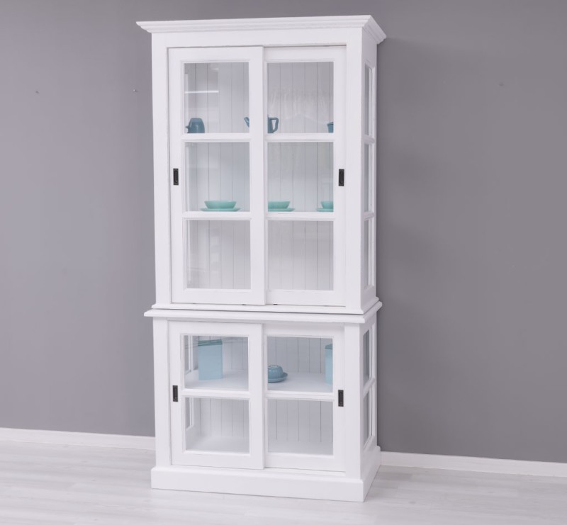 Küchenschrank mit Glasschiebetüren Massivholz Vitrine Landhaus