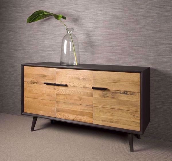 Bresso Sideboard 152 cm 3 Türen Retro Anrichte Eichenholz