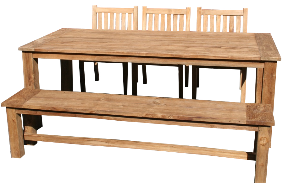 Gartenmöbel Set - Teak Tisch 200cm + 3 Stühle + Gartenbank 200 Teakmöbel Outdoor