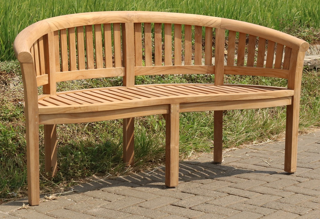 Gartenbank Banane 150cm Teak Gartenmöbel Sitzbank