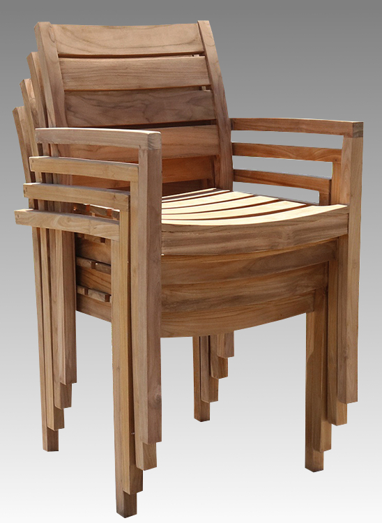 Jever Gartenstuhl  stapelbar Teak  4er Set Teakholz Stuhl Outdoor